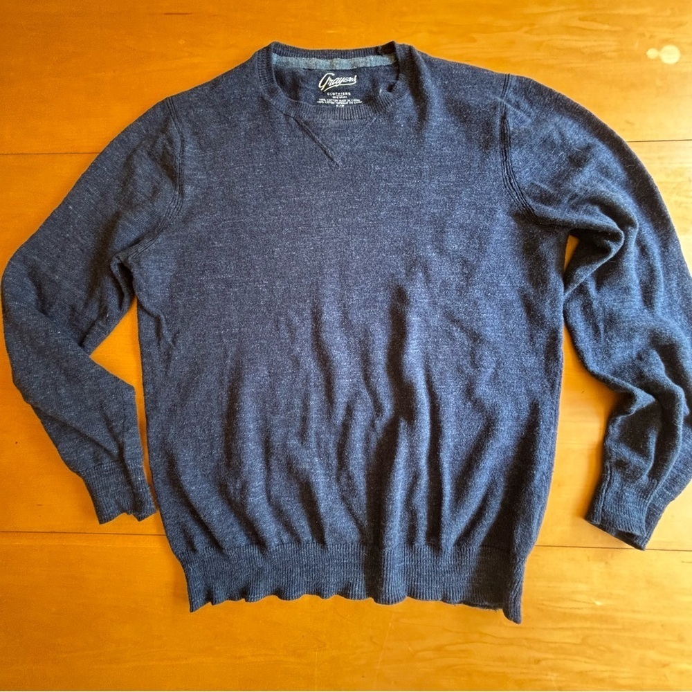 Grayers Cloud S blue variegated 100% cotton crewneck lightweight sweater